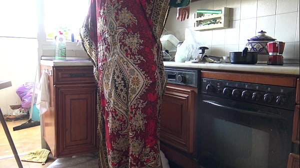 A hornyTurkish muslim cuckold wife has sex with a black cock in her kitchen